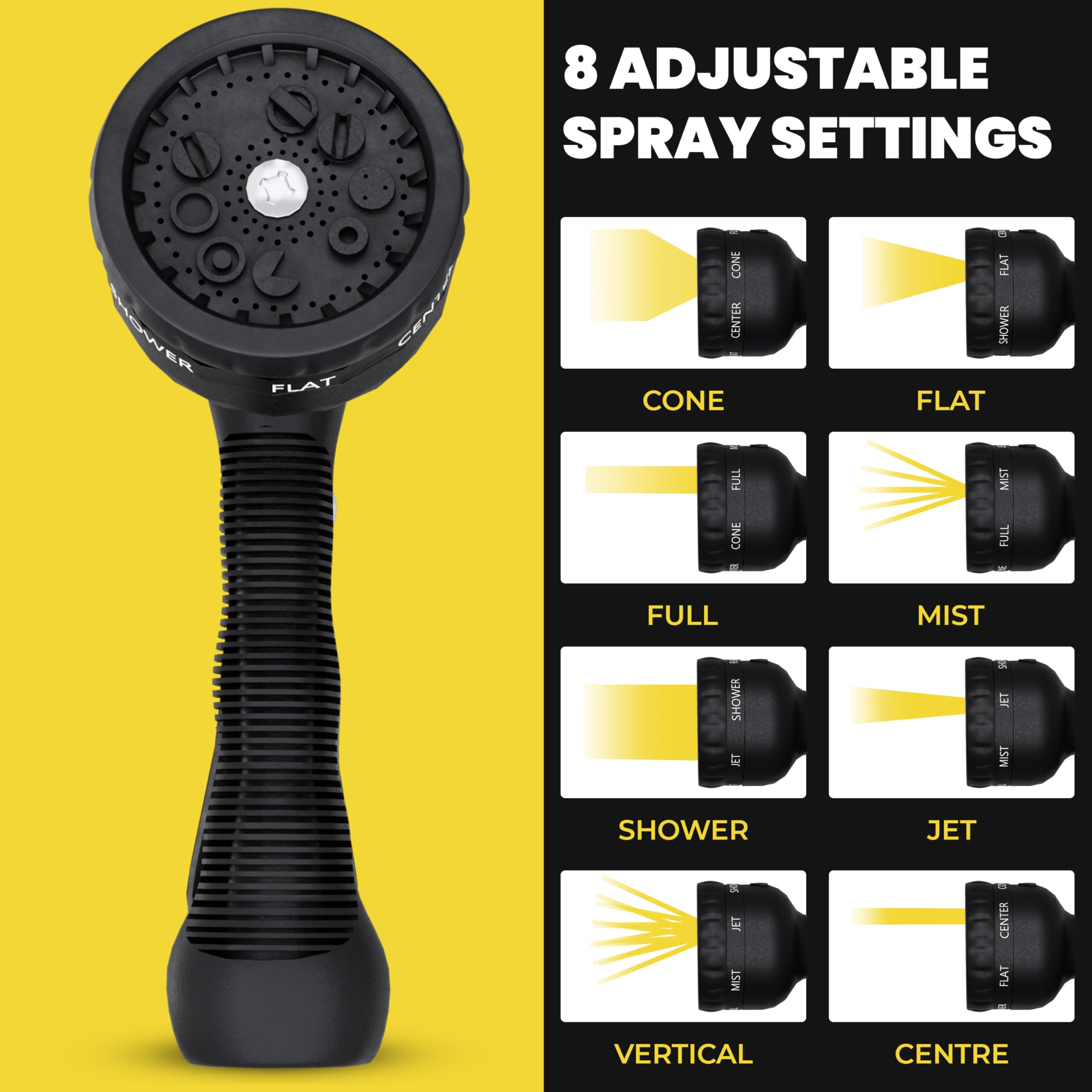 Manguera plana de jardín de 50 pies, manguera plana flexible no expandible con conector rápido y boquilla funcional de 9 pulverizaciones, manguera de agua plegable duradera y ligera,