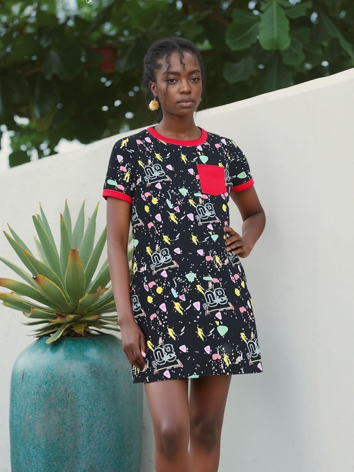 Women's Crew Neck Short Sleeve Striped Bodycon T-Shirt Mini Dress with Pocket - Image 7