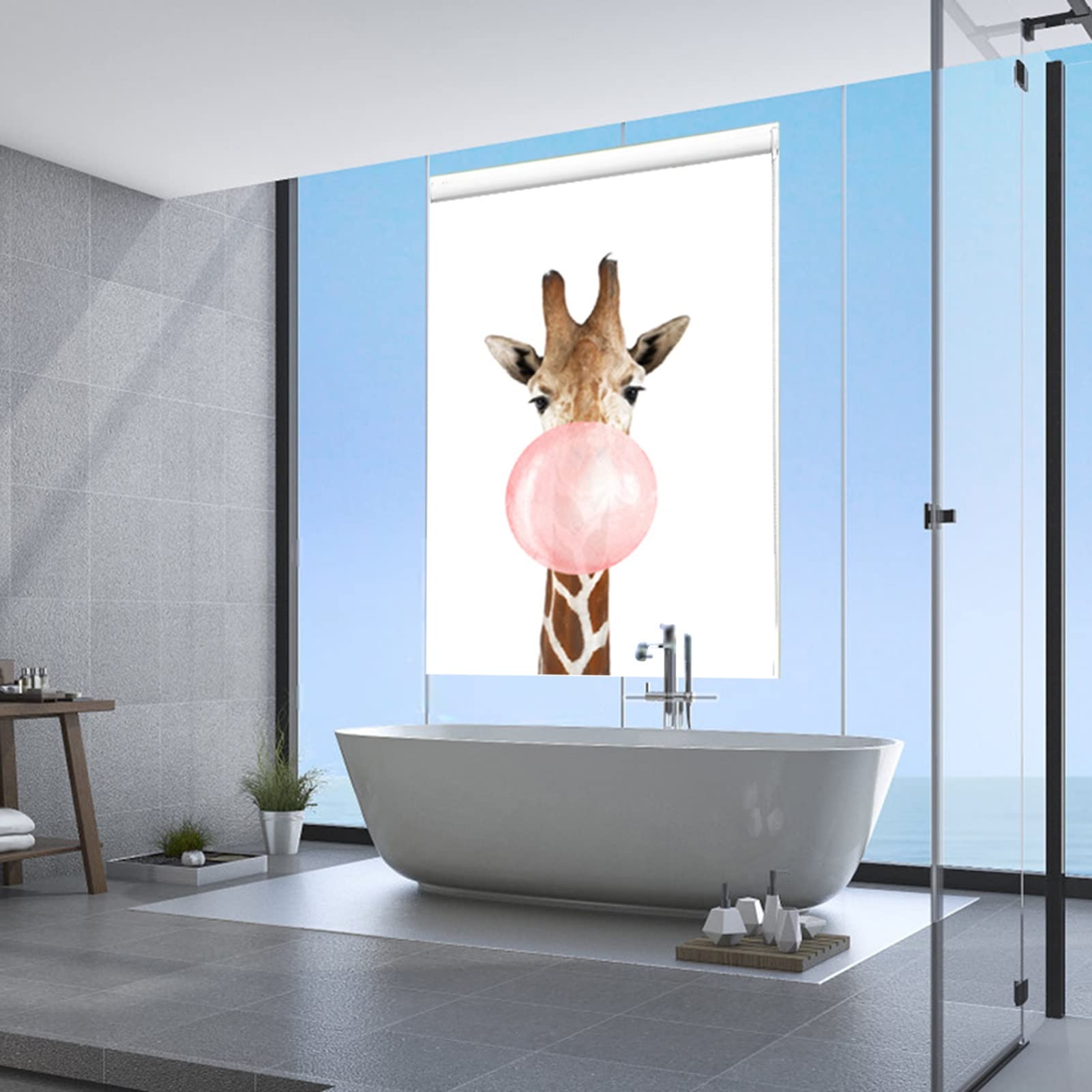 Kunovo Roller Blinds Giraffe Patterned Roller Blinds Curtains for Bedroom, Reduce Noise Blackout Roller up with Fittings, 65/75/85/95/105/115/125/135/145 cm Width (Size : 145cmx265cm/57.1inx104.3in)