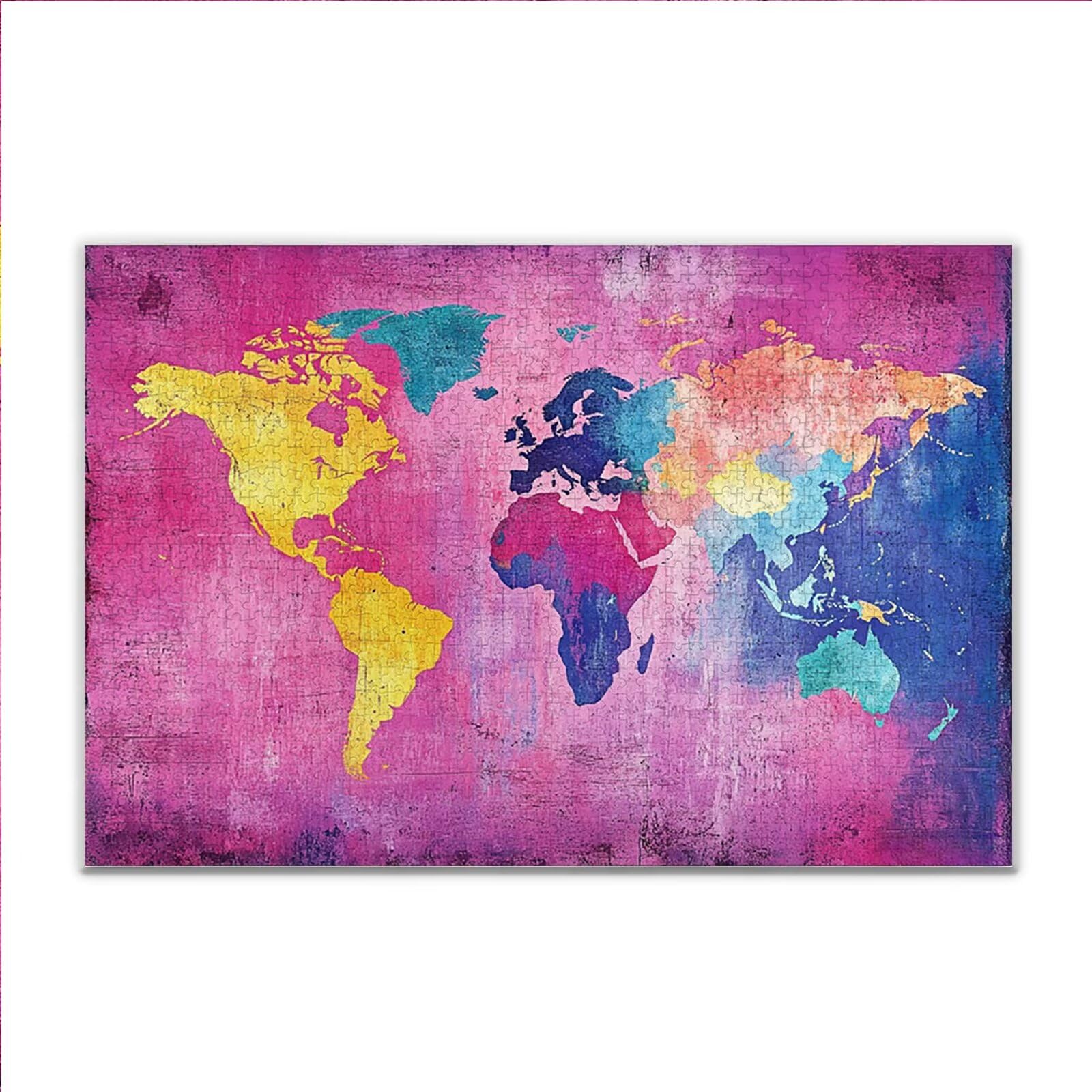 Puzzle 2000 Piezas Adultos Puzzle Mapa del Mundo Vistoso Rompecabezas Adultos XXL 100 x 70cm, Impossible Rompecabezas, Madera Jigsaw Arte Juego Educa Familiar Aliviar El Estrés, Regalos de Pascua F-7