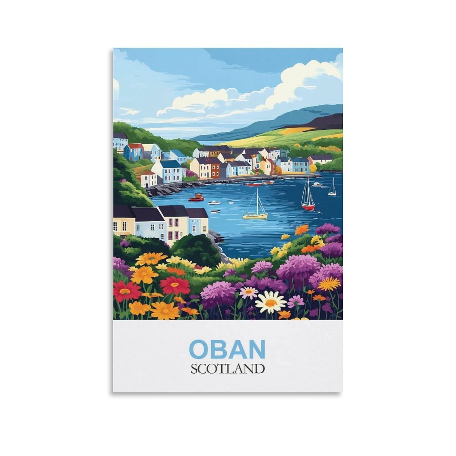 FZYUEN Oban Scotland Vintage Travel Poster 08x12inch(20x30cm) Canvas Wall Art Prints for Wall Decor Room Decor Bedroom Decor
