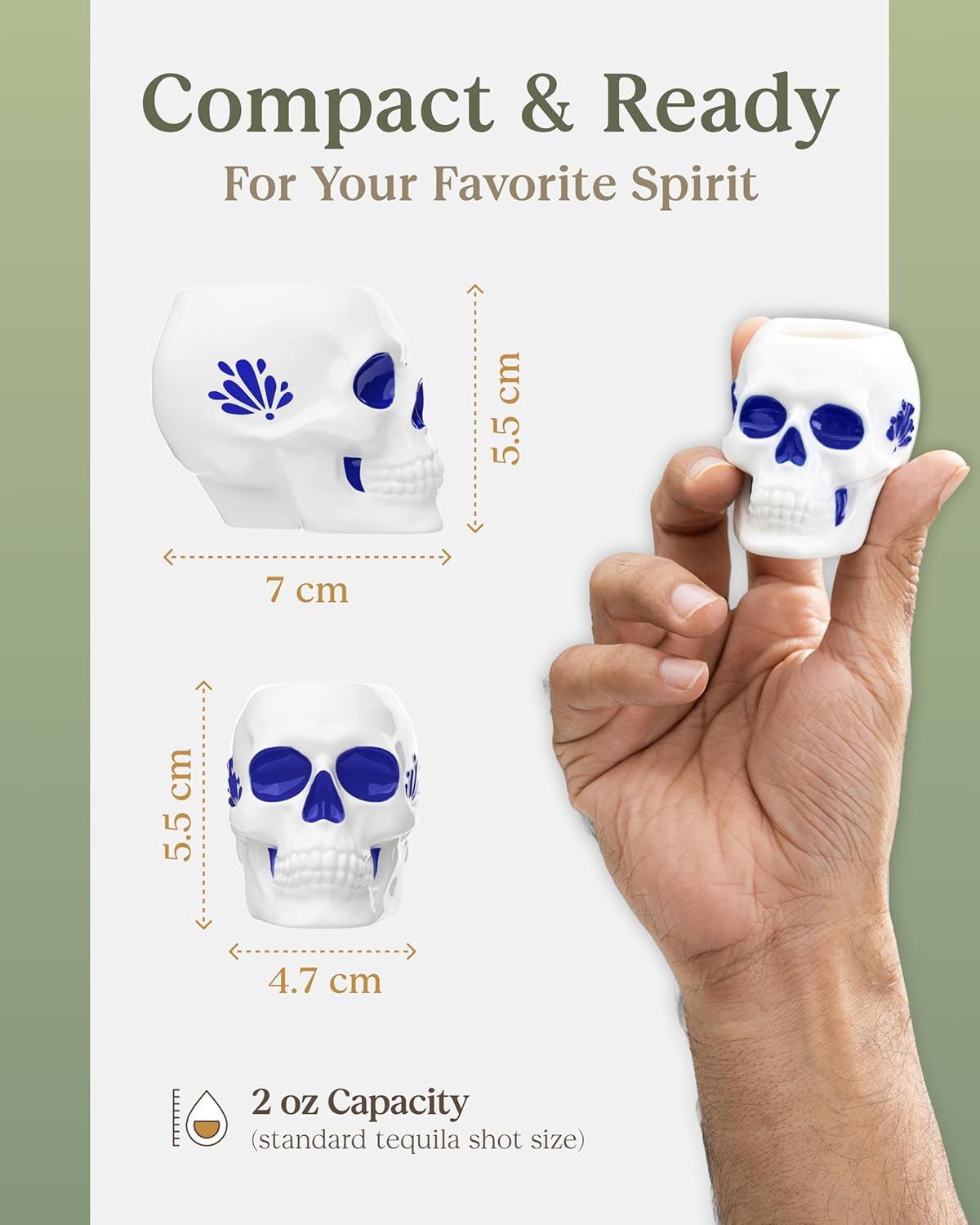 Skull Shot Glasses — Handmade & Hand Painted Durable Ceramic Skull Glass Set 2oz — Symbol of Remembrance & Celebration of Life — Día de los Muertos Inspired Shot Glasses (Set of 4) - Image 7