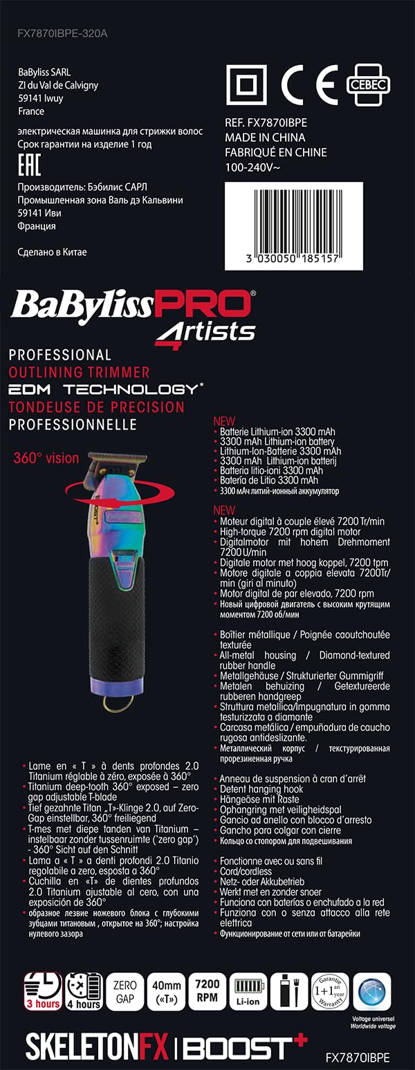 Babyliss Pro 4Artist Boost+ Trimmer Chamaleon FX7870IBPE : Amazon