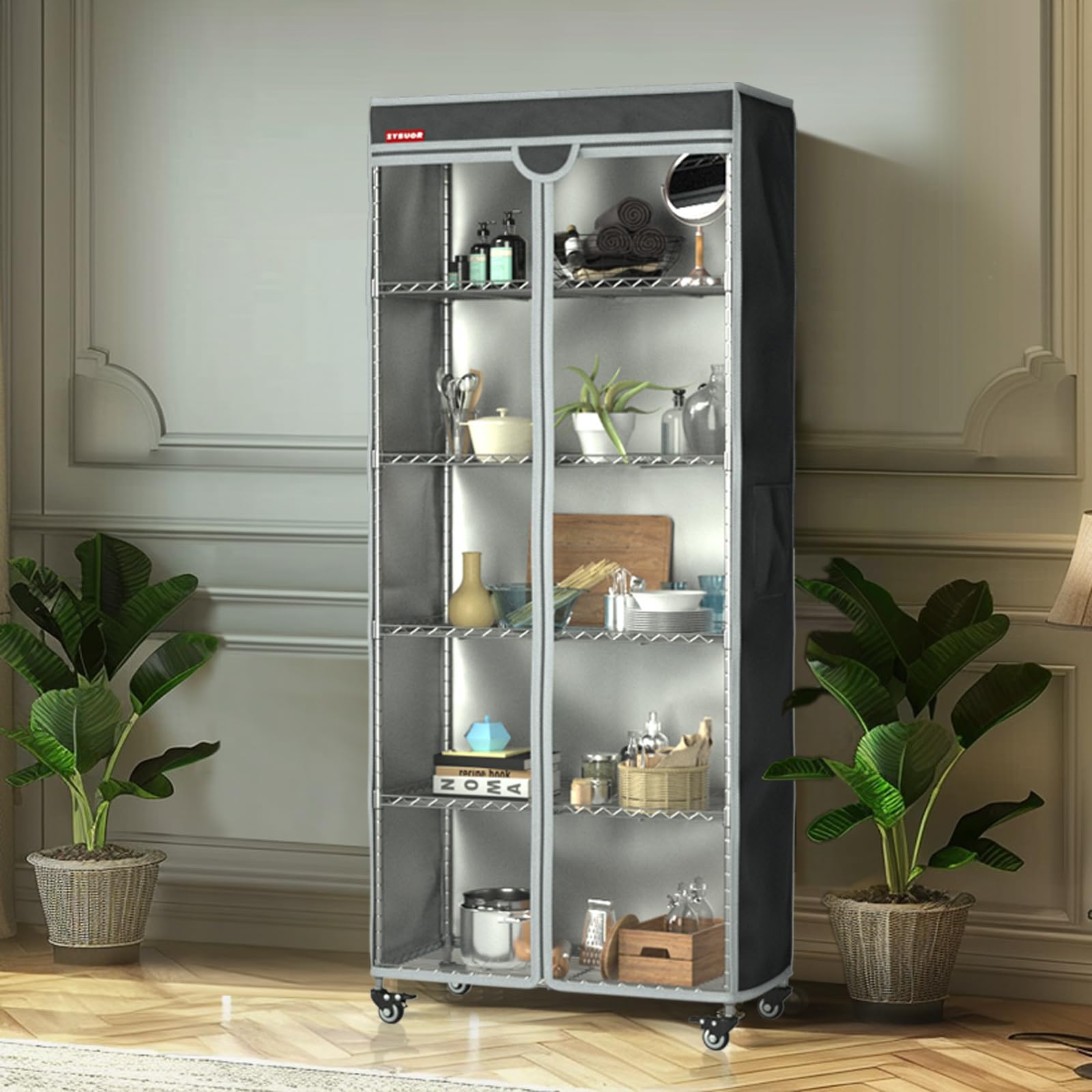 Drahtregal-Abdeckung, 152,4 x 61 x 182,9 cm, robuste Regalabdeckung für große Regale, wasserdicht, staubdicht, transparente PVC-Vorderseite und T-Reißverschluss für Lagerregal (ohne Regale