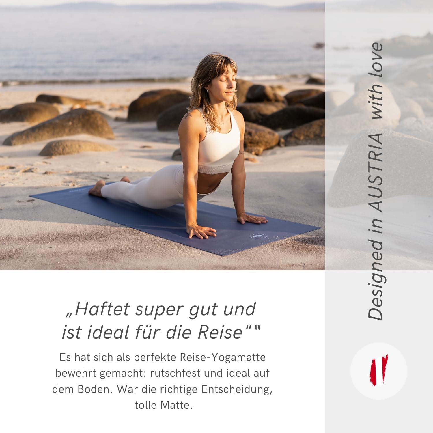 Lotuscrafts® Yogamatte dünn und faltbar, aus Naturkautschuk, Made in Spain, 1kg leiche Reisematte, 185 x 65 x 0,13 cm, Yoga Matte Dünn für Unterwegs