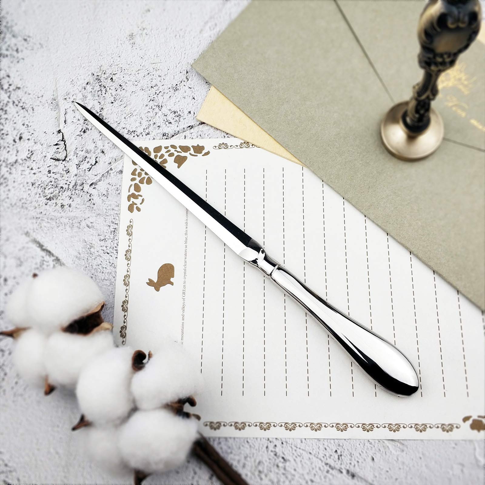 Sunnysam Silvery Letter Opener, Envelope Opener Knife, Metal Paper Cutting Knife, 9 Inches