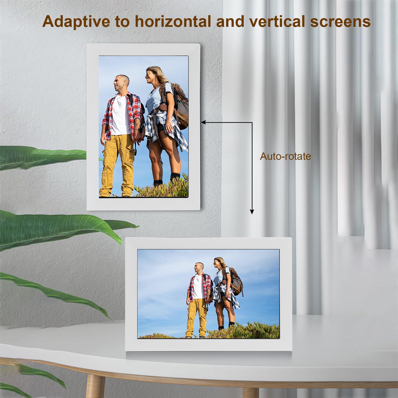Cadre Photo Numérique 13,3 Pouces, écran Tactile WiFi, Résolution 1280 X 800, Rapport D'aspect 16:10, avec Capteur de gravité pour Montage Mural et écran de Bureau (White)