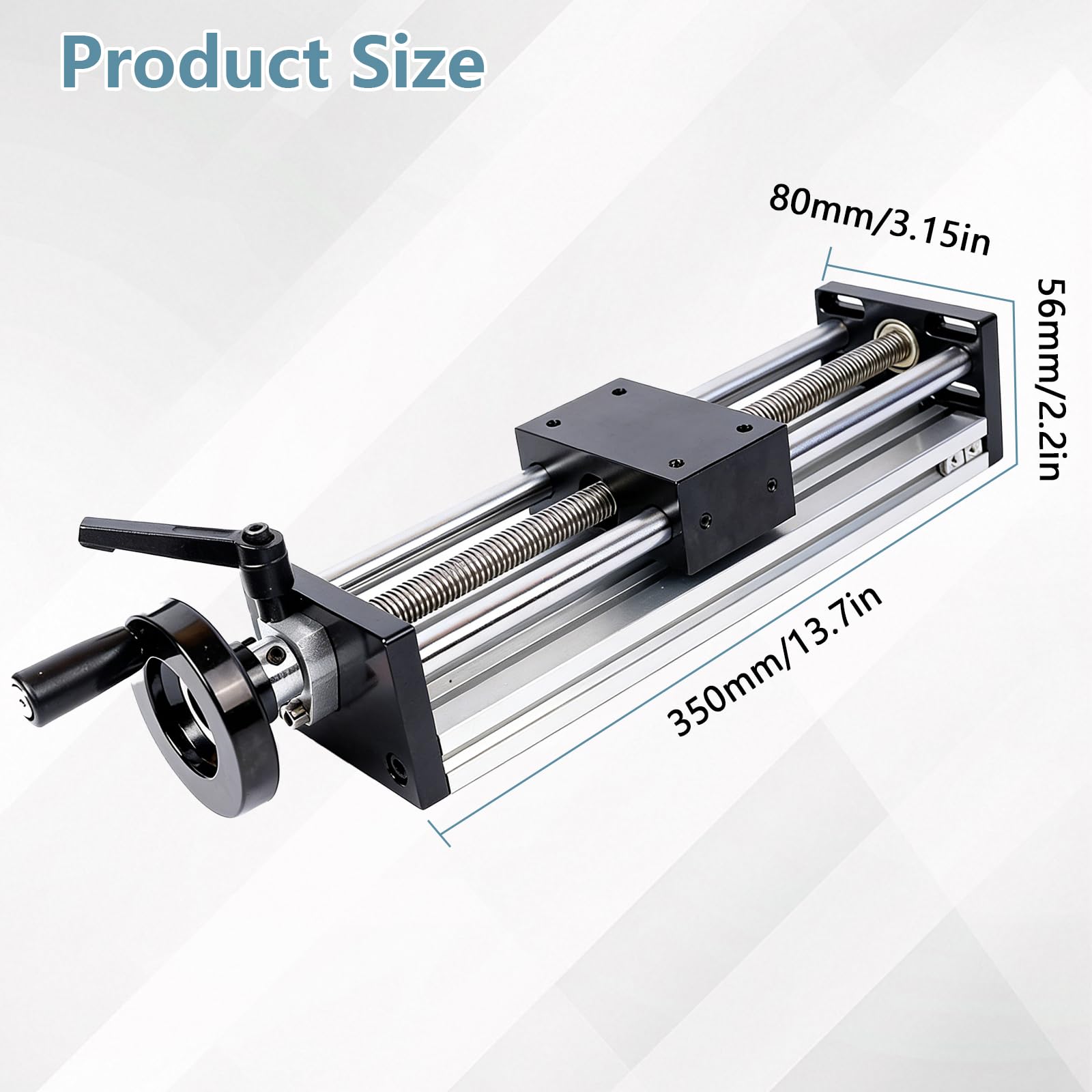LinearfüHrung mit Handrad, 200mm Verfahrweg Manuelle Linearschiene mit Verriegelung, Lineartisch Kugelumlaufspindel für CNC-Ausrüstung Transformation