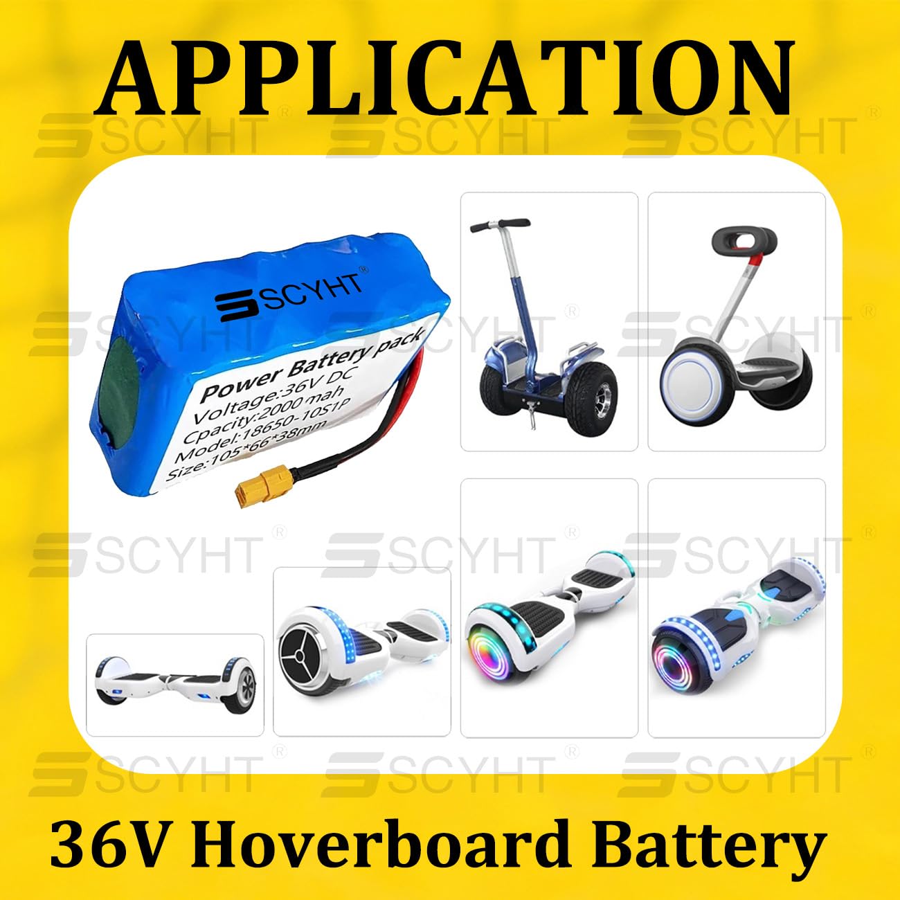 Lithium-Akku 36 V Hoverboard-Akku 10S1P Ersatzakkus 2 Ah Wiederaufladbarer Akkus für Scooter, Balance-Board und Skateboard – mit XT60-Anschluss und 20A-BMS,36v2ah 1pack