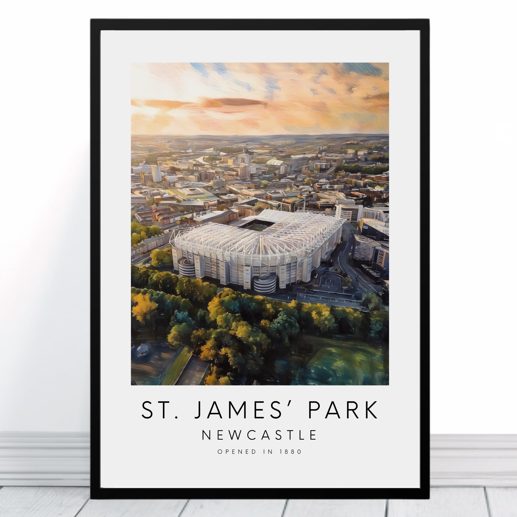 Newcastle St James' Park Artwork | Framed or Unframed Prints | Opened 1880 Football Stadium | United Gift Magpies Poster Fan Gift Art