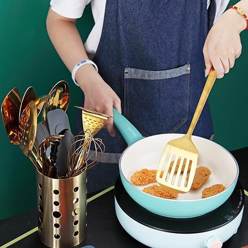 Miniatura 8 de Berglander - Espátulas de oro, espátulas de metal para cocinar, espátulas de cocina, espátulas de barbacoa, aptas para lavavajillas, fáciles de