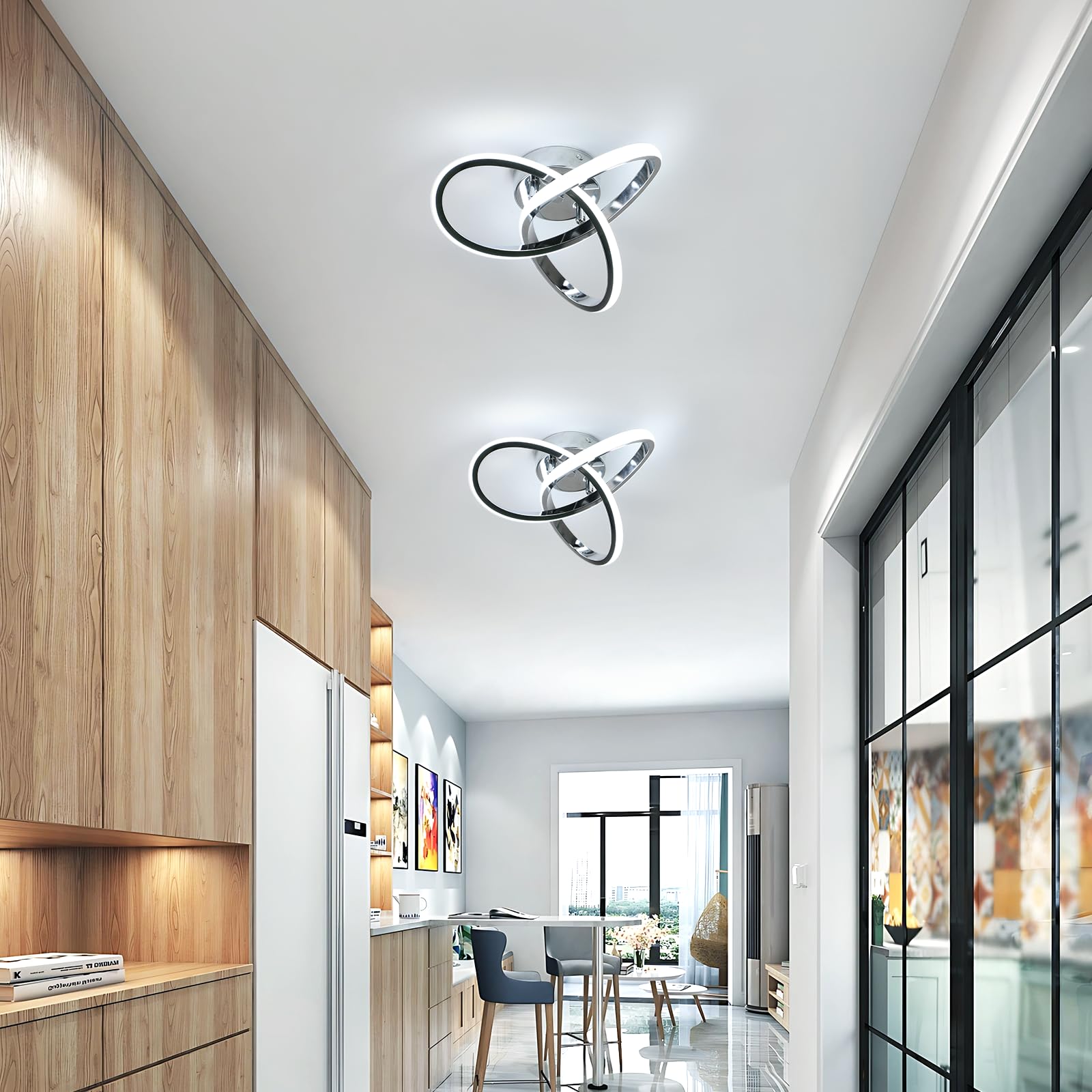 Comely LED Plafoniera Moderna, 22W Plafoniera a Fiore, Lampada da Soffitto Alluminio Argento per Soggiorno Camera da letto Corridoio Cucina, bianco 6500K