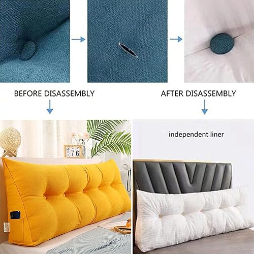 Miniatura 3 de Almohada triangular grande de cuña de lectura, cojín de cabecera para reposo en cama, almohada de forro polar para cabecero, respaldo con funda