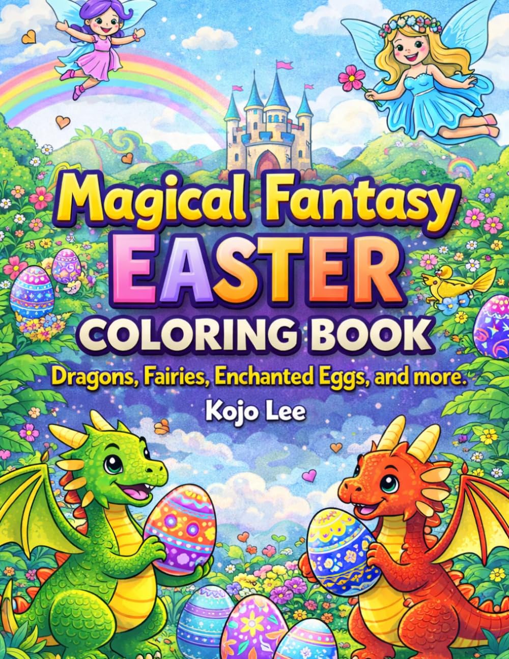 Magical Fantasy Easter Coloring Book: Dragons, Fairies, Enchanted Eggs, and more for Teens and Adults