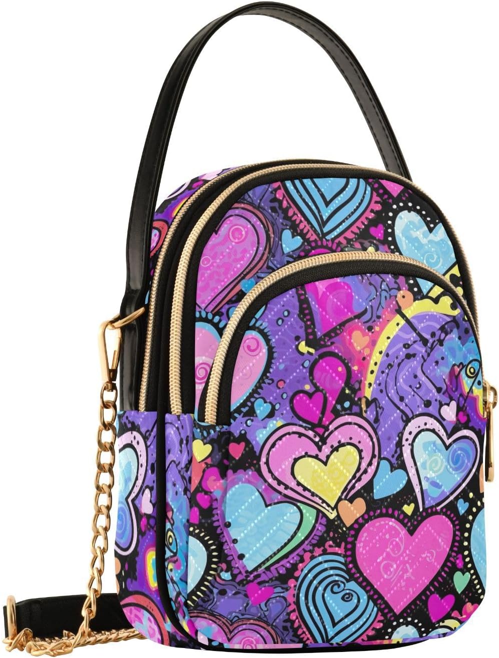 Purple Pink Blue Heart Small Crossbody Bags for Women Cell Phone Shoulder Purse Handbags Wallet 21215307