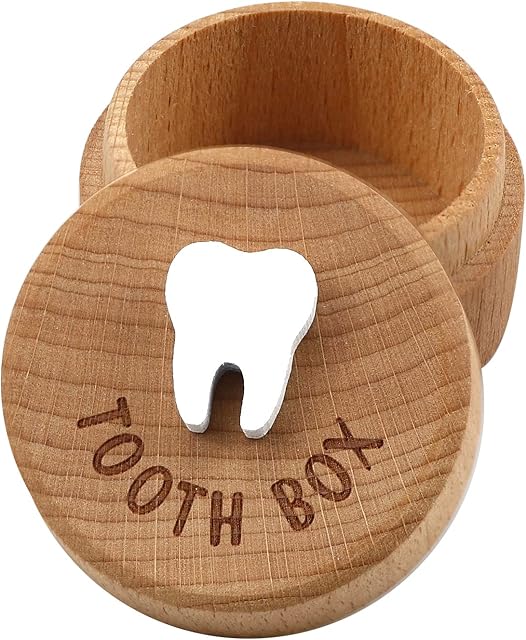 Tooth Fairy Box 3D Carved Wooden Box Souvenir Dropped Tooth Keepsake Storage Box Gift for Boy or Girl (Tooth Fairy Box)