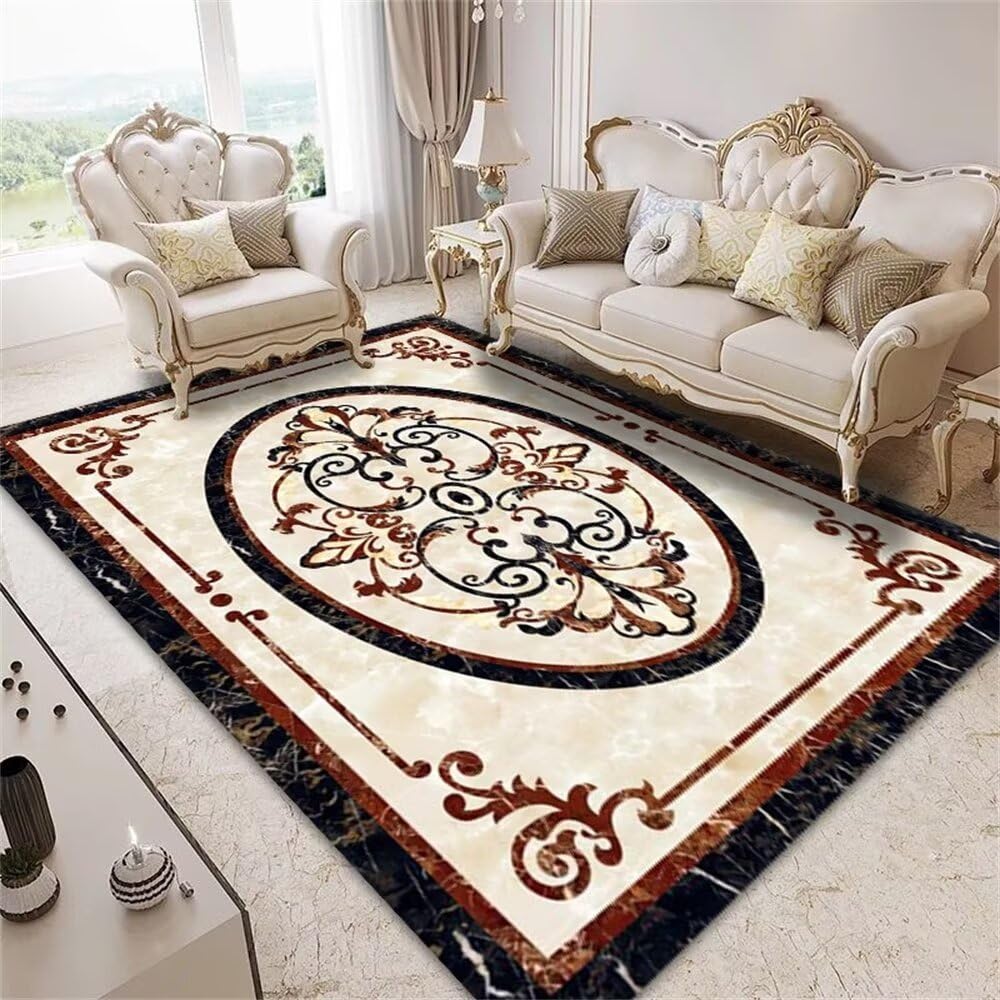 Tapis de salon noir 60x100cm floral exquis antidérapant et confortable pour la chambre d'ado