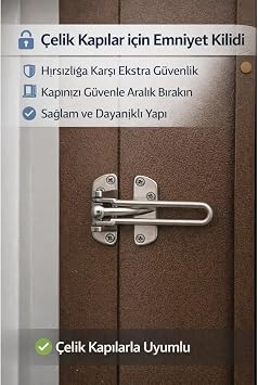 Çelik Kapı Emniyet Kilidi, Metal Güvenlik Aparatı, Hırsızlığa Karşı Ekstra Koruma, Kolay Montaj, Sessiz Kullanım
