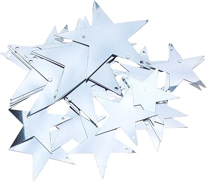 Silver Large Star Sequins for Sewing Spangles Craft Supplies for DIY Plus Size Silver Beads Sequins Party Decoration 100grams 85mm/50mm Size Mixed