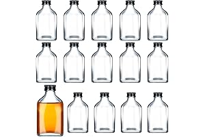 16 Pcs 200 ml Clear Glass Bottles with Caps Mini Glass Flask Bottles