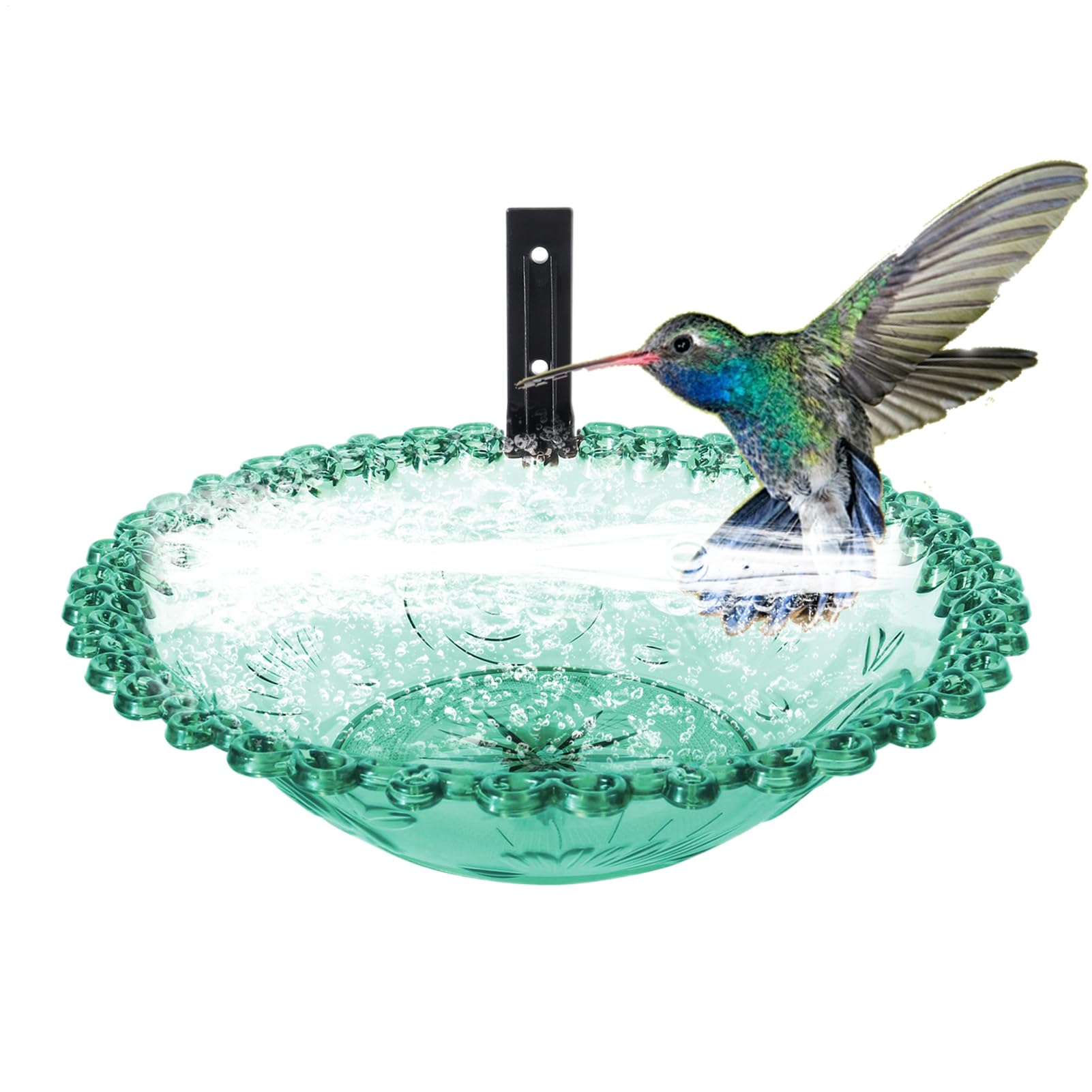 Outdoor Bird Bath - Wall Mounted Outdoor Bird Bath - 9 Inches Flower Shape Transparent Basin Feeder Statue for Tree Branches Backyard Yard Patio Fence