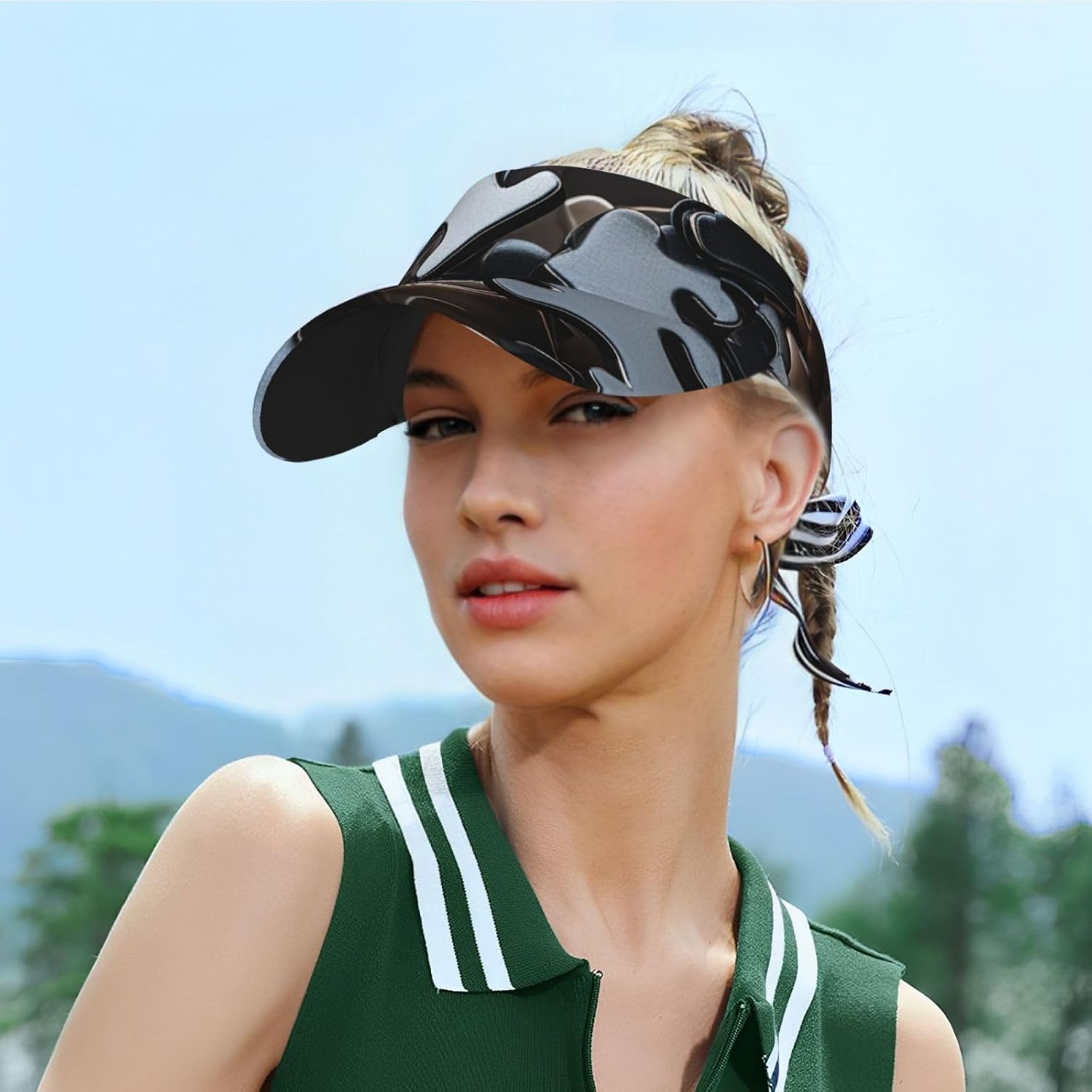 Black and White Cat Sport Sun Visor Hats Adjustable Empty Top Baseball Cap for Women Men Sun Protection Cap Hats