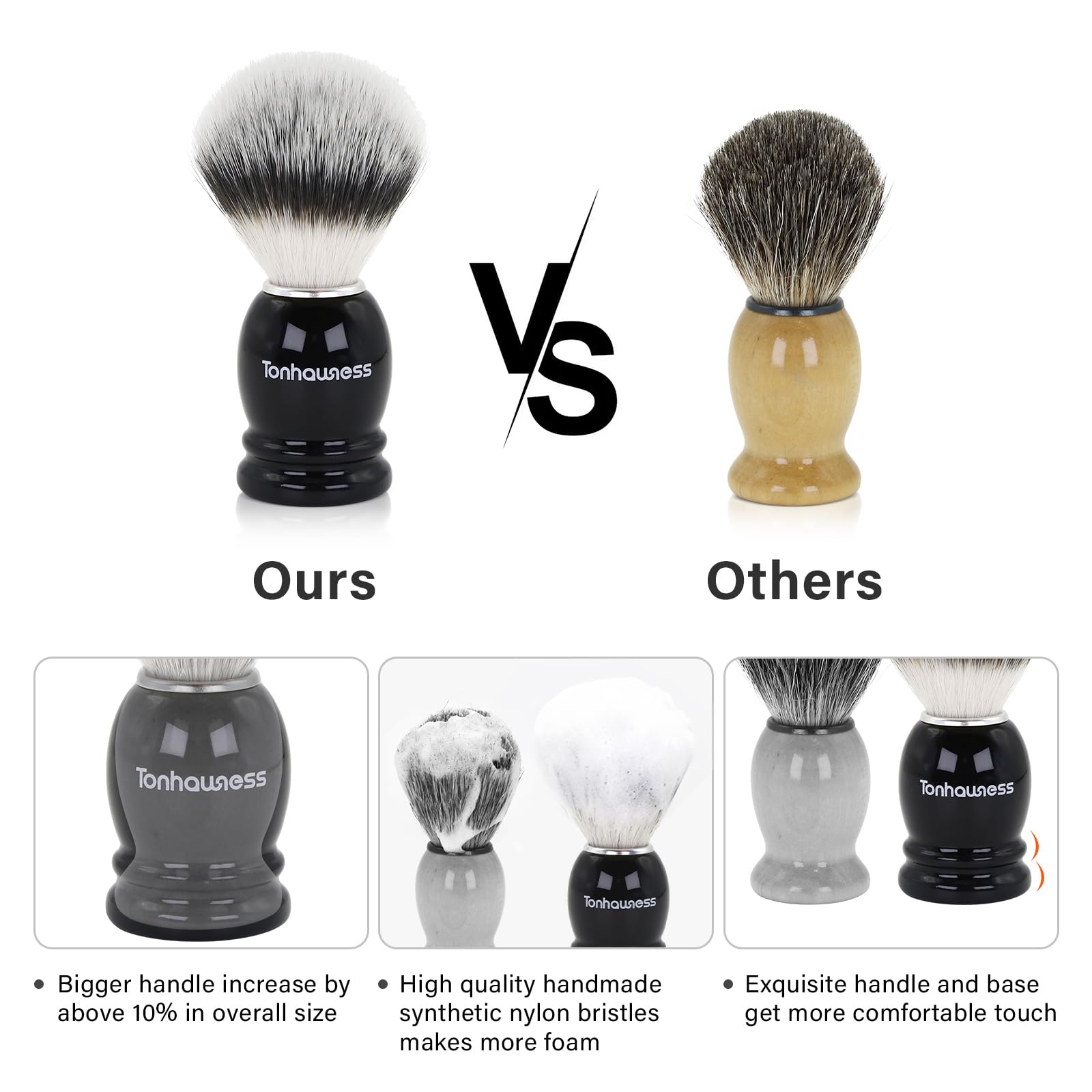 Kit per pennello da barba per uomo, set da barba 3 in 1 include pennello con setole in nylon, ciotola da barba in acciaio inossidabile a 3 strati e supporto per la rasatura con modellazione integrata