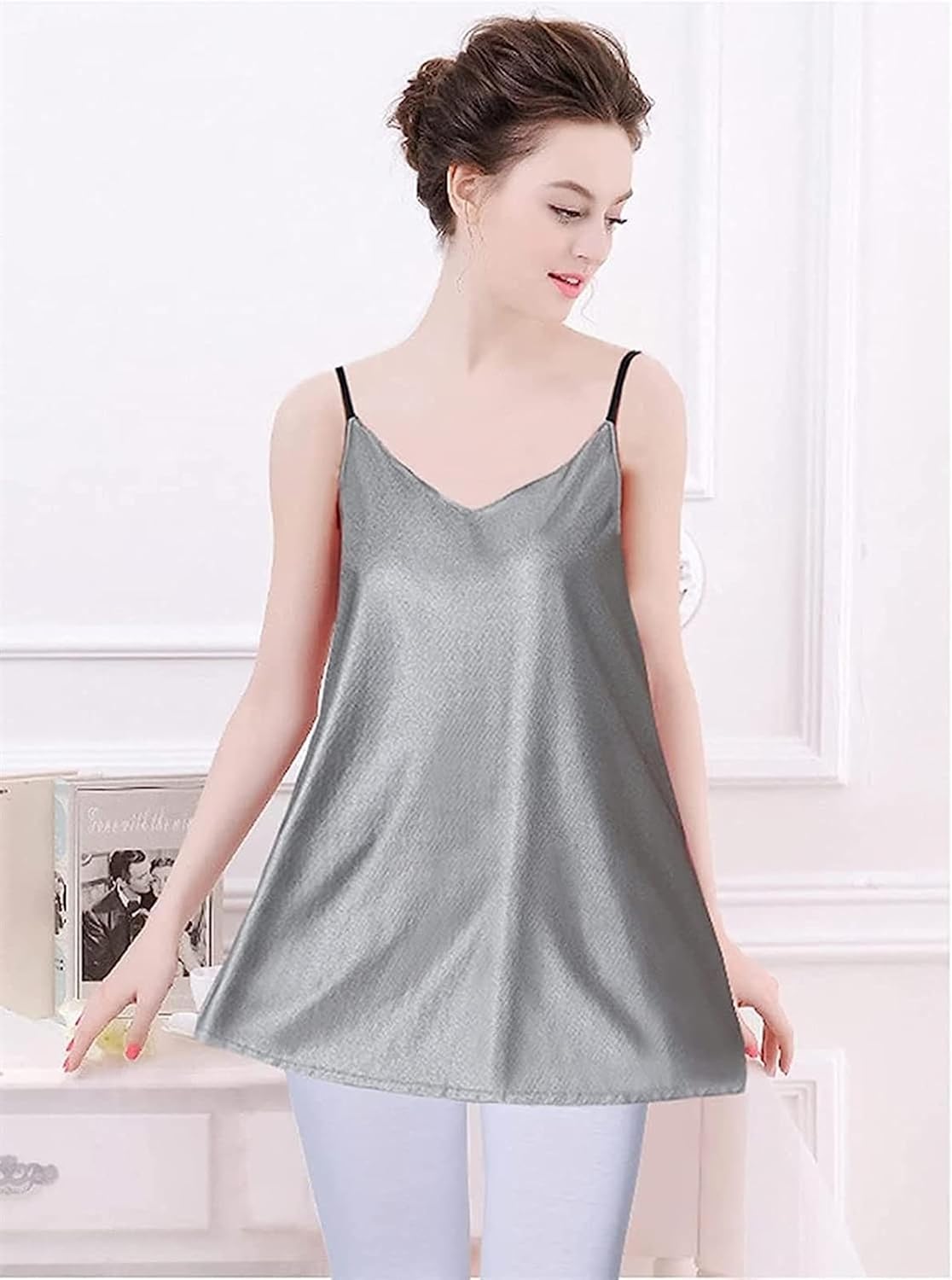 Anti-Radiation Clothes, Maternity Top Skirts Double Layer Pregnant Protection 5G EMF Shield Silver Fiber Dresses for Women