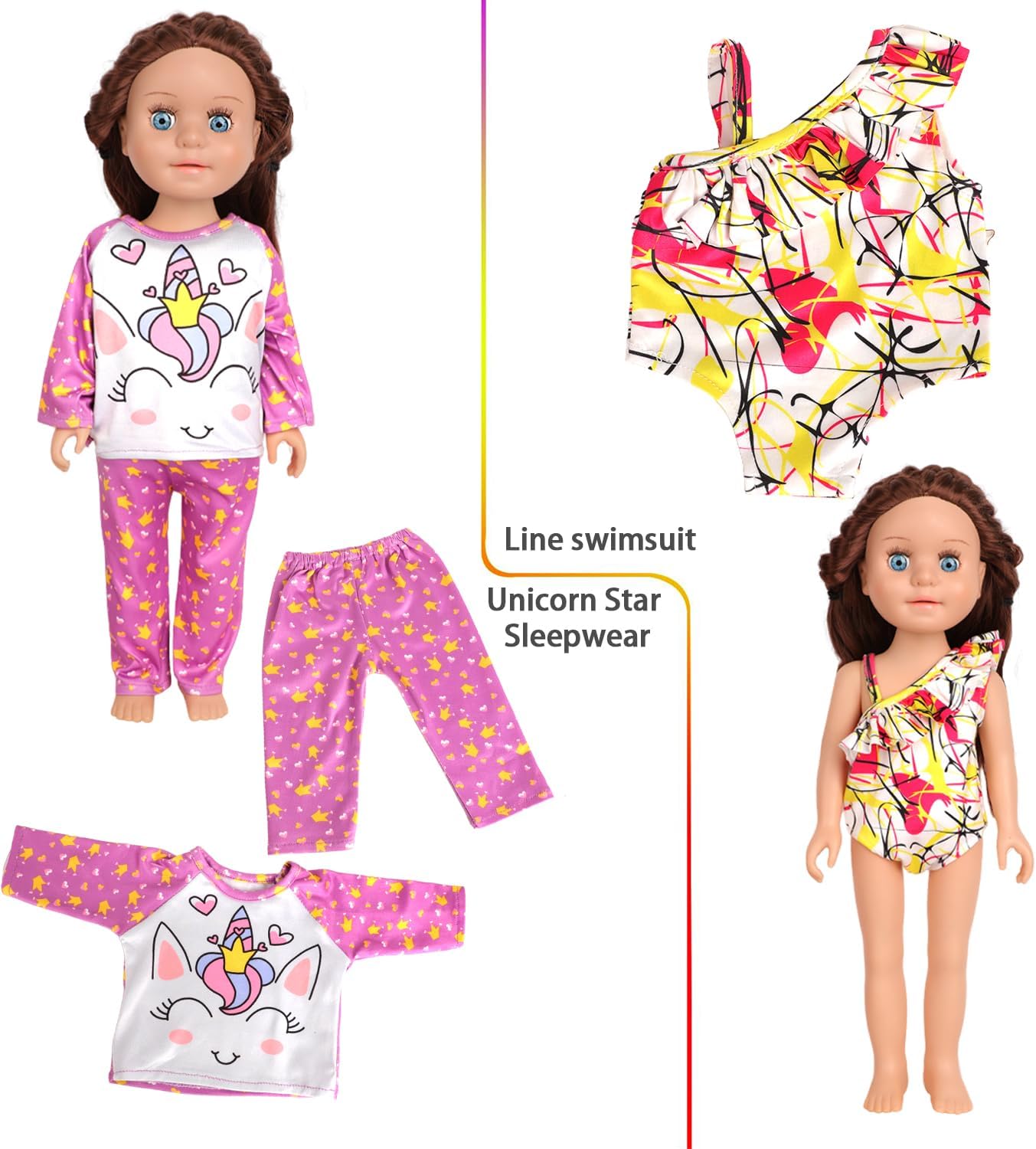 10 Sets of 18 Inch American Doll Clothes, Including 10 of Doll Clothing Dress Outfits for American Dolls, Birthday Gifts for Kids
