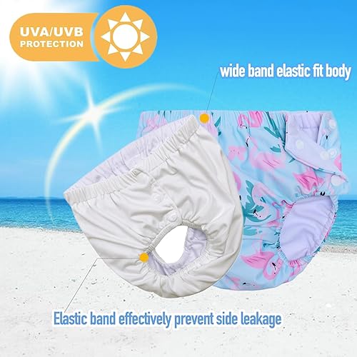 Miniatura 4 de Pañales de natación reutilizables para bebés recién nacidos, lavables, unisex, pañales de natación para bebés, flamingote, 3-6 meses