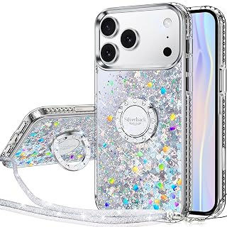 Silverback for iPhone 17 Pro Case with Ring Stand, Clear Silver