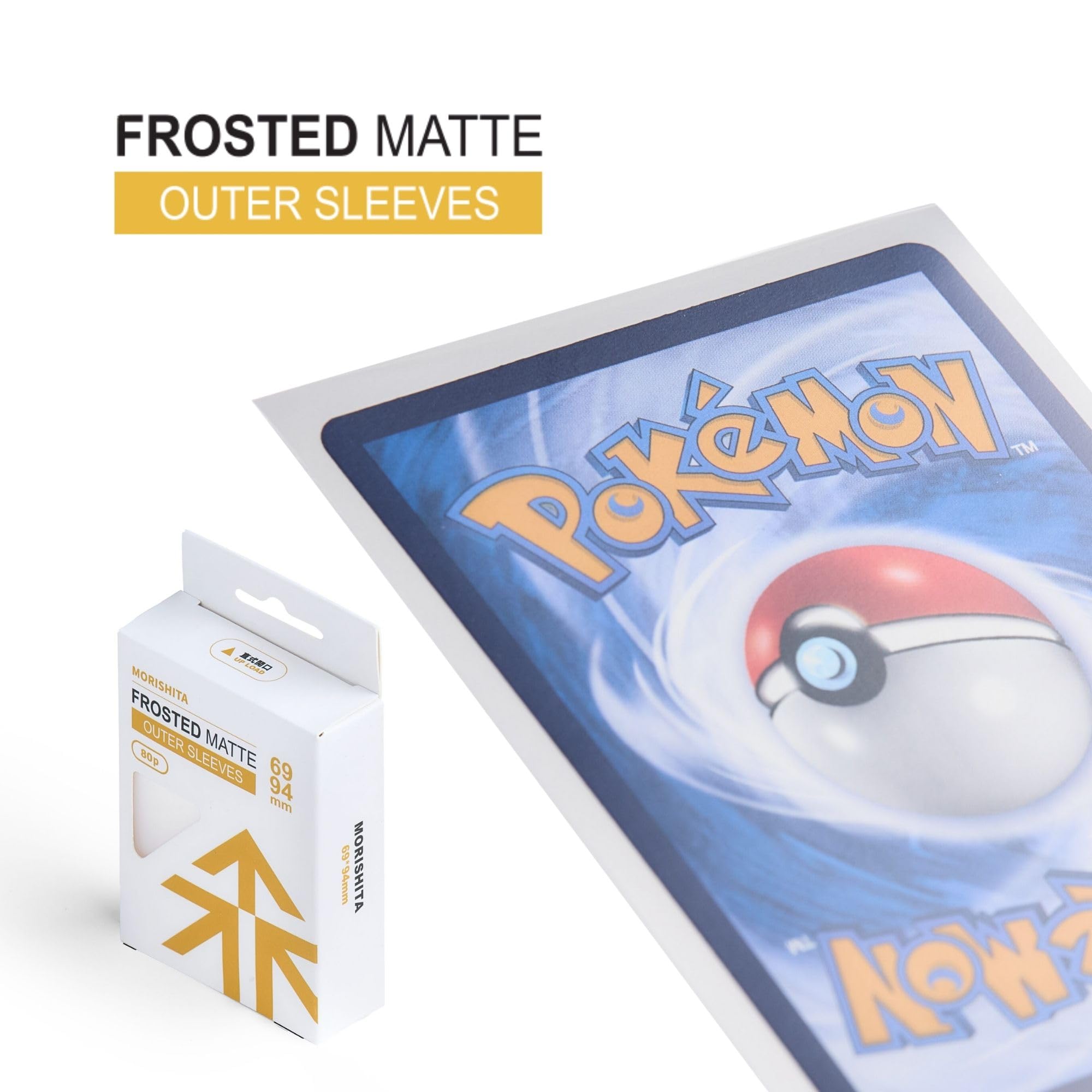 Morishita Frosted Matte Sleeves for Standard Size Cards, Premium Third-Layer Protection Outer Sleeves for PTCG, OPCG, MTG, 80 Pack