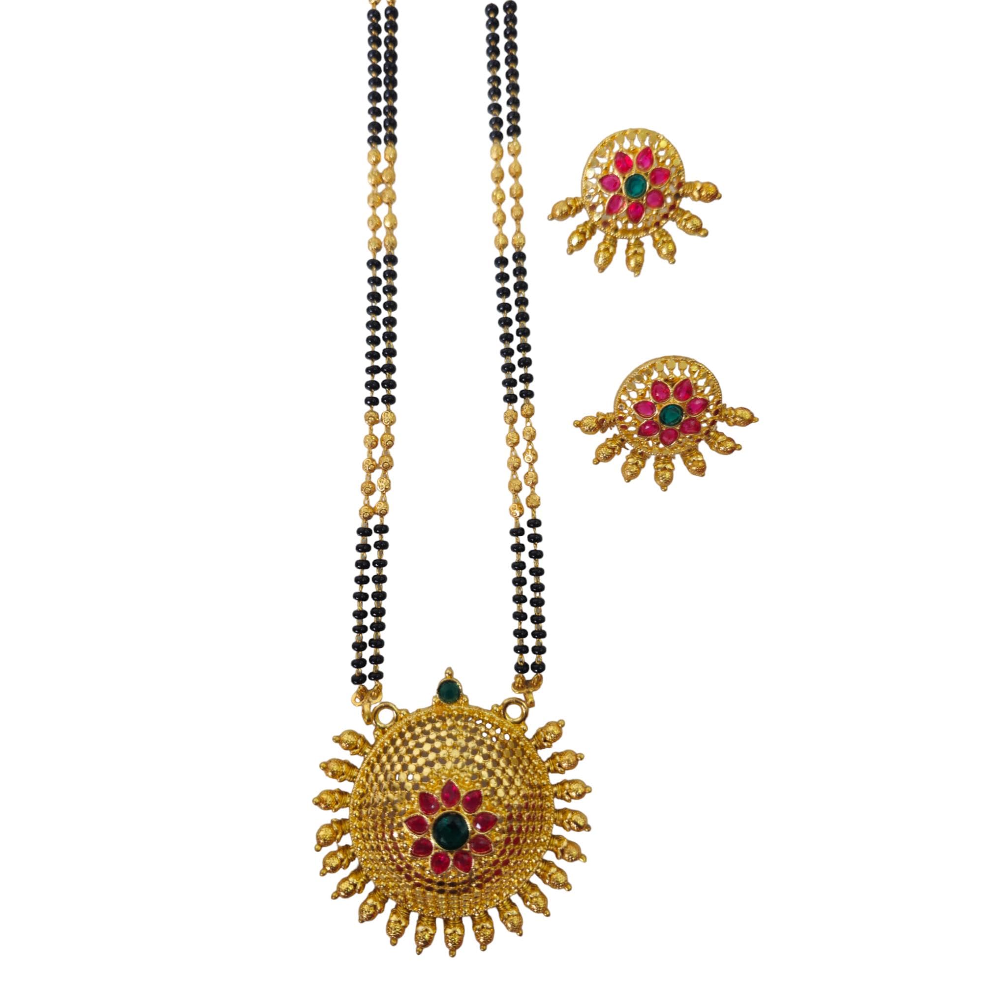 See full amazon price history chart for AAIKU Maharashtrian Long Traditional Gold Plated Micro Polish Black and Golden Beads Round Pendant Mangalsutra and Earrings Set for Women (32Inch-Round11) AAIKU Maharashtrian Long Traditional Gold Plated Micro Polish Black and Golden Beads Round Pendant Mangalsutra and Earrings Set for Women (32Inch-Round11) (B0D87PDNJ3) Amazon Price History, Amazon Price Tracker