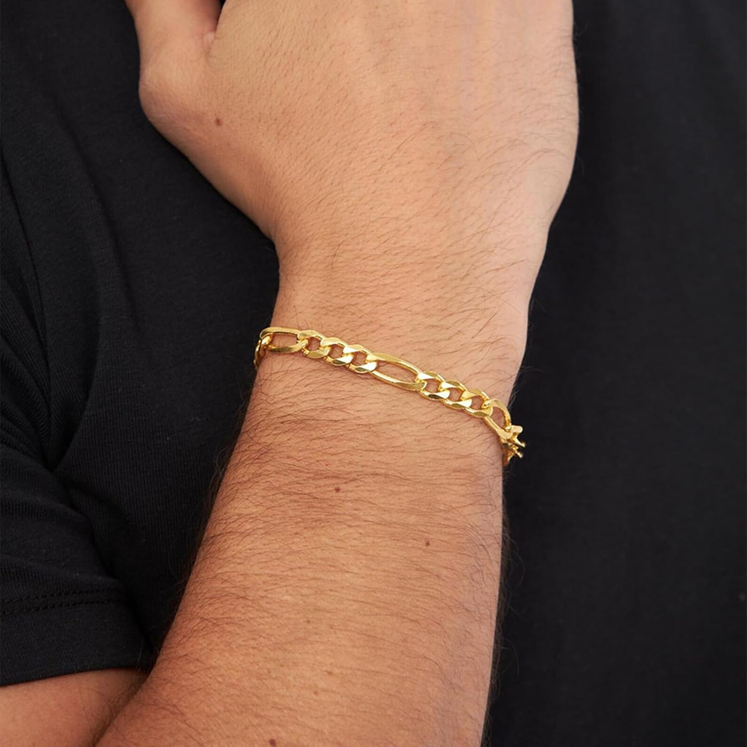 14K Gold Bracelets for Women & Men Trendy Dainty 7mm Figaro Bracelet for Men Hypoallergenic Gold Chain Bracelet for Women Jewelry Gifts - Image 9