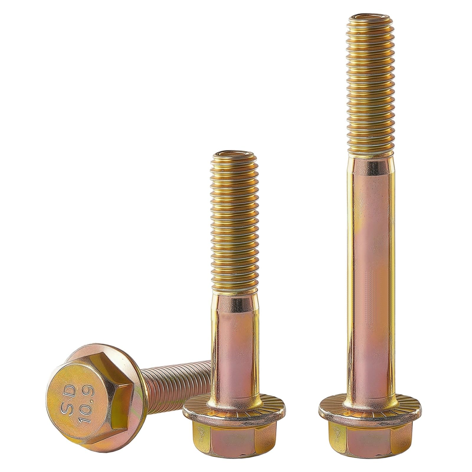 YIIFLY M12 x 55mm Flanged Hex Head Bolts, M12x1.75 Pitch, Grade 10.9 Alloy Steel, Color Zinc Plated, Half Thread, 5 Pack