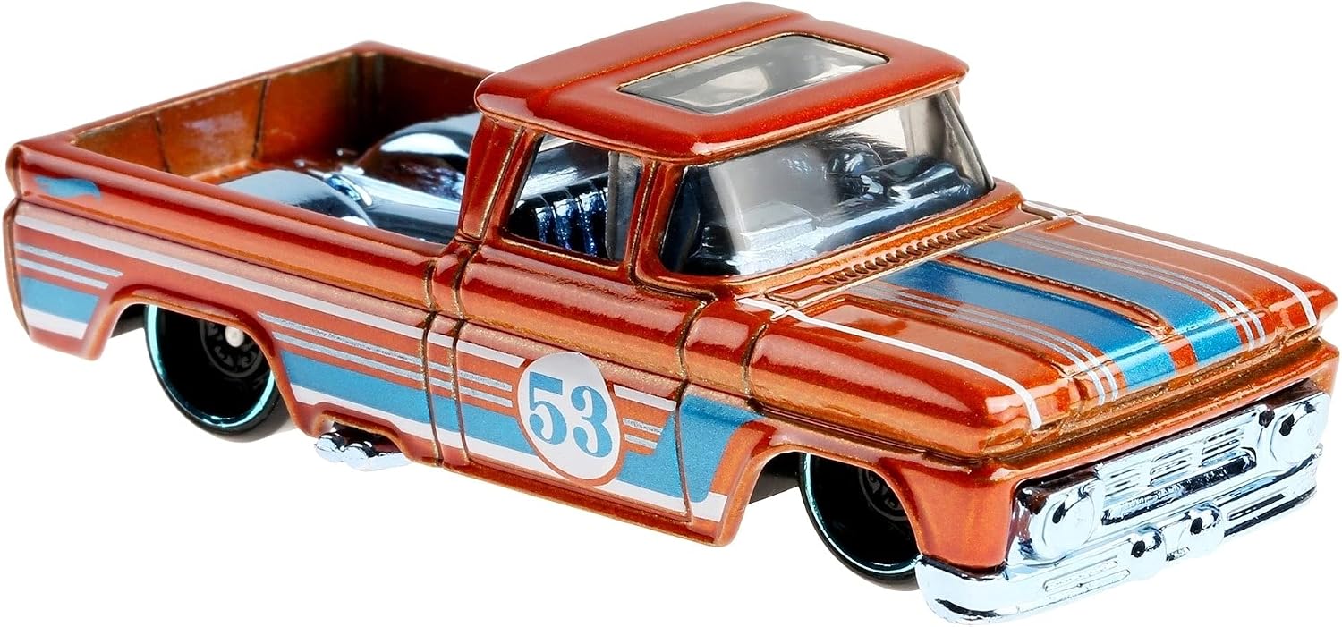 Hot Wheels Orange & Blue 53rd Anniversary Custom '62 Chevy Pickup Truck 3/5 DieCast 1:64th Scale
