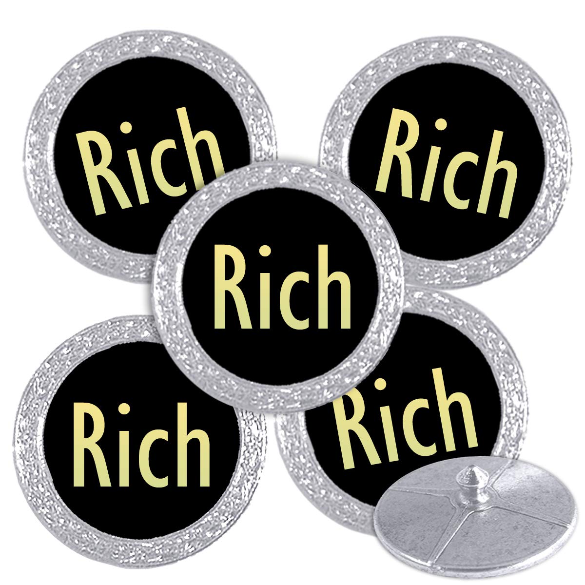 Best Impressions Silver Coloured Golf Ball Markers with Names (Rich) โ image 1