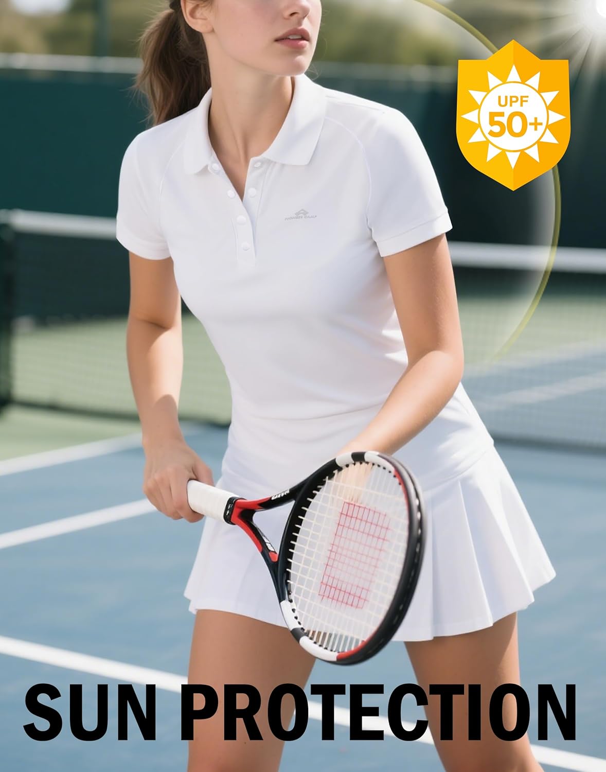 Pioneer Camp Women's Golf Shirt Short Sleeve Polo Shirts UPF 50+ Quick Dry Collared Tennis Work Athletic Tops 4 Button - Image 3