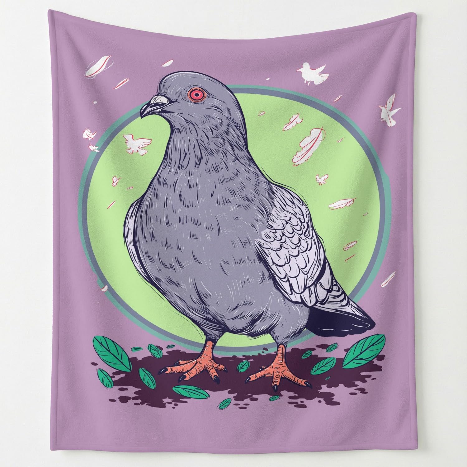 Generisch Koc nostalgiczny plakat, przytulny, puszysty, miękki koc, uroczy gołąb, koc polarowy do salonu, kanapy lub łóżka, 150 x 200 cm, fioletowy, prezent dla dzieci i rodziców