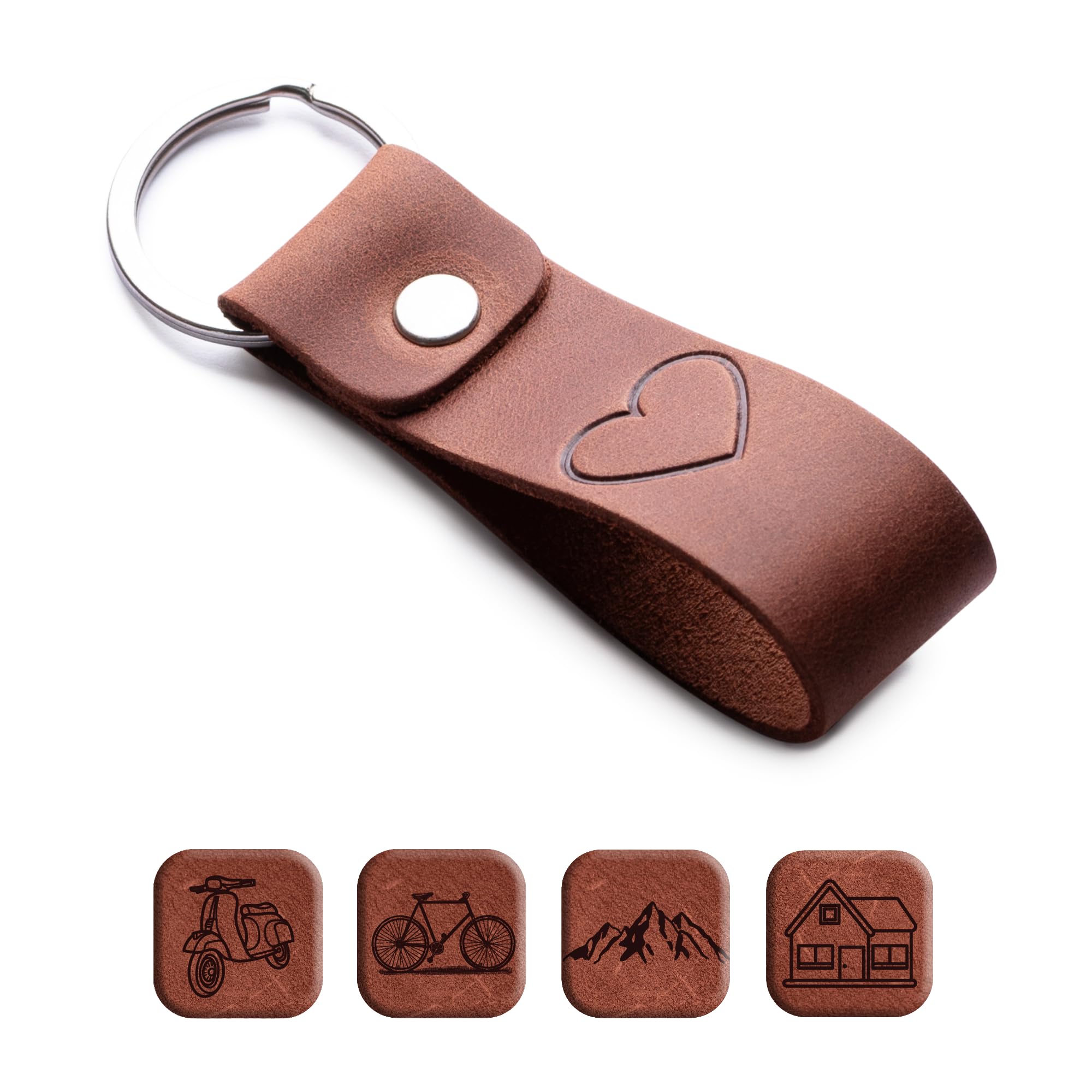 Magor Unisex Love Leather Keychain Favorite For Men, Keyring Gift For Women & Men, Birthday & Anniversary, Full Cow Leather (Love)