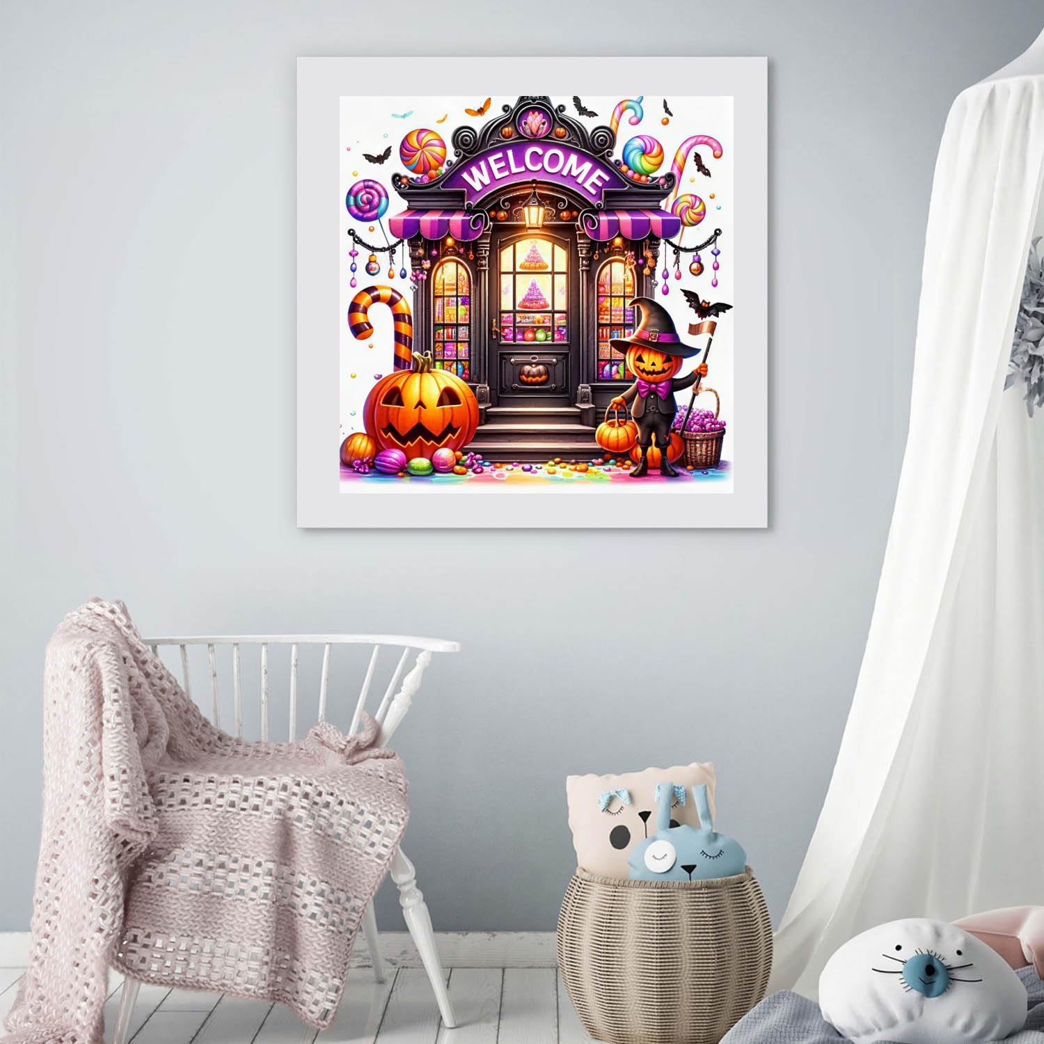 MjhRcll Halloween Diamond Art Kits for Adults,Halloween Store Diamond Painting Kits for Beginners,Diamond Dots Gem Art for Holiday Wall Decor 14X14 Inch image 4