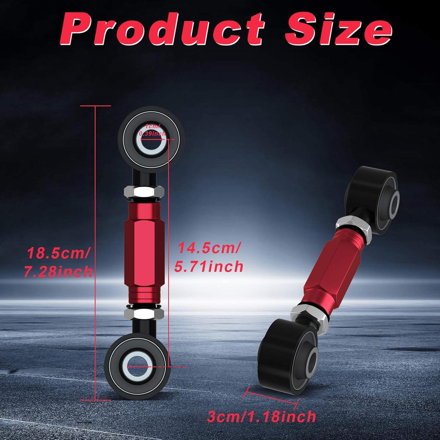 2 Pieces Rear Upper Adjustable Camber Arm Kit Compatible with Honda Civic 88-00 and Integra 94-01 EK EG, Camber Control Arms (red)