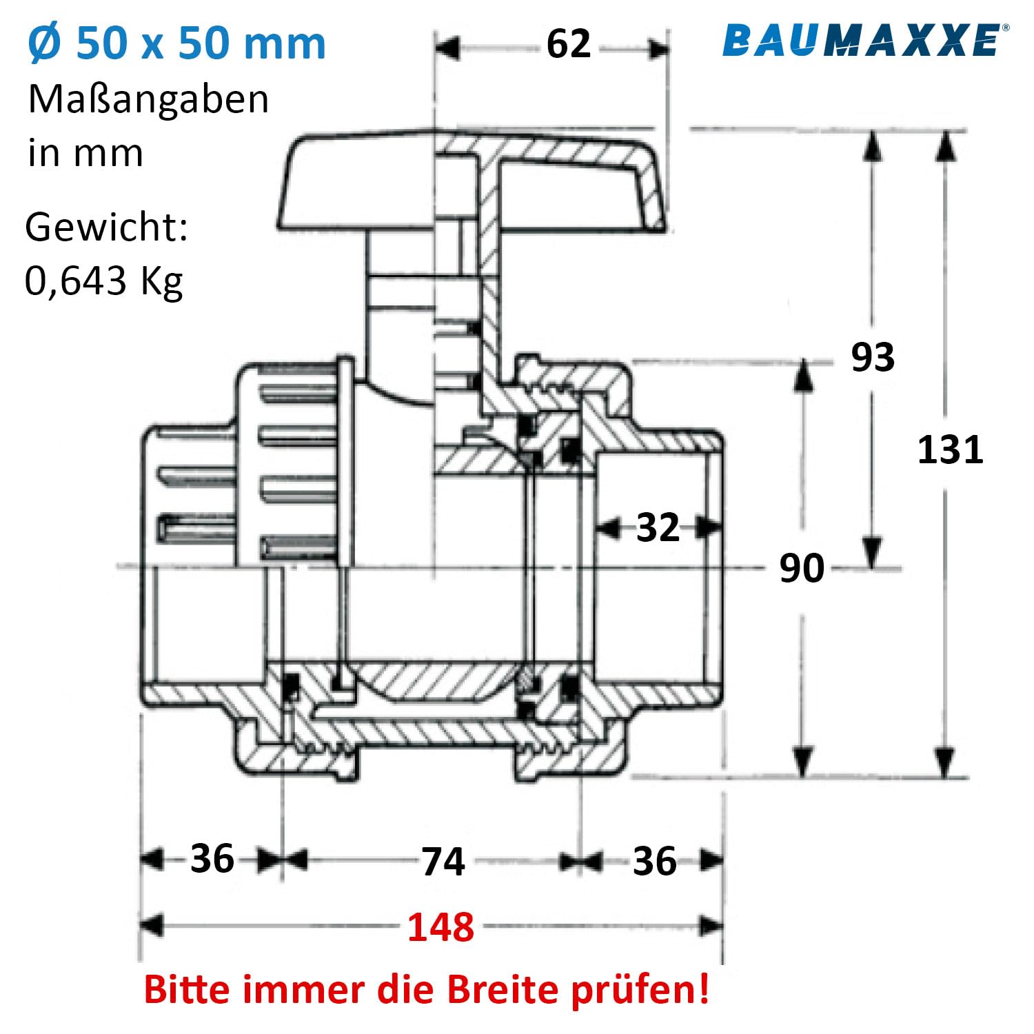 304 Edelstahl-Kugelhahn 2 Zoll (DN50) – Volldurchgehend, Innen-Innengewinde, 1000 WOG, Für Wasser, Öl Und Gas