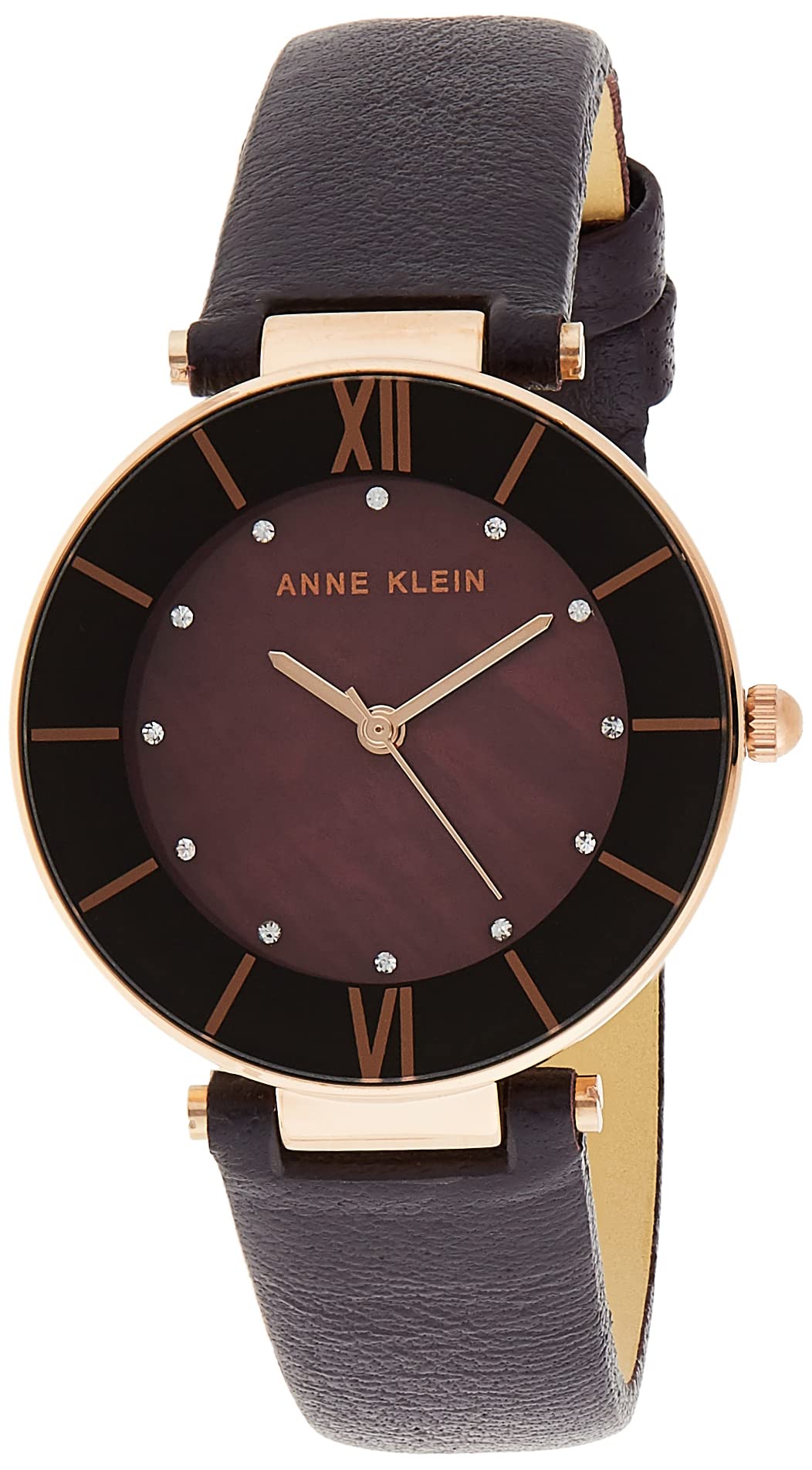 Anne KleinWomen's AK/3272 Premium Crystal Accented Leather Strap Watch