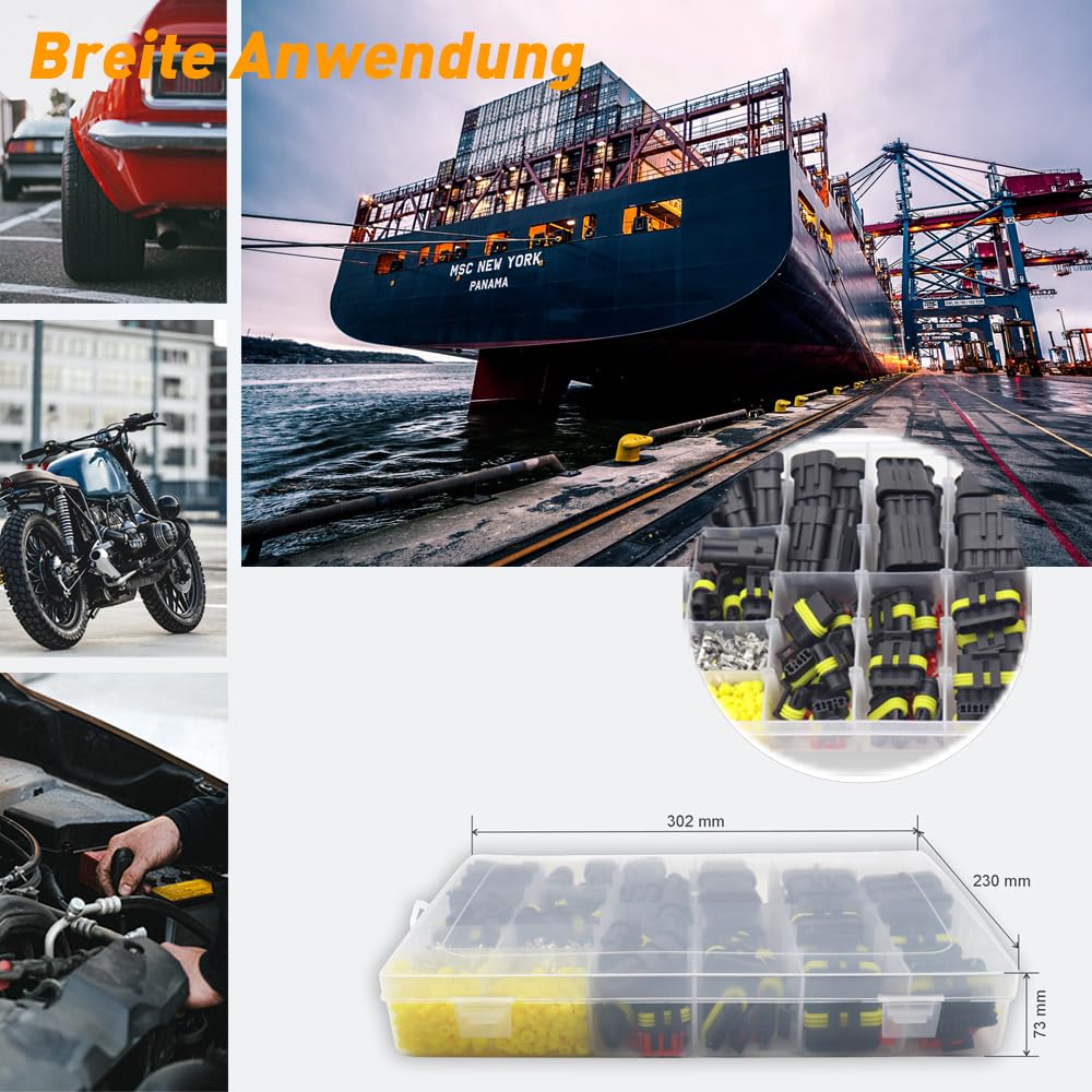 DIYoung 796 Pièces Connecteur Automobile, Connecteur lectrique Étanches 12V,1/2/3/4/5/6-Polig,Utilisé pour Moto Voiture Scooter Caravan (1-6P + Crimpzange)