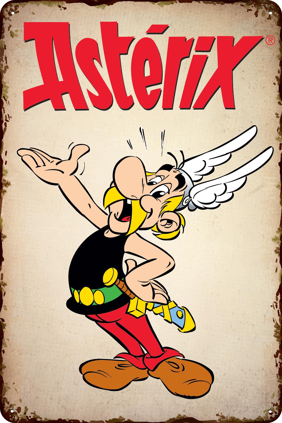 LUCKYLINDE - XL Retro Blechschild, ASTERIX und OBELIX, französiche kult Comic Serie, Deko Schild, 30 x 40 cm (Asterix)