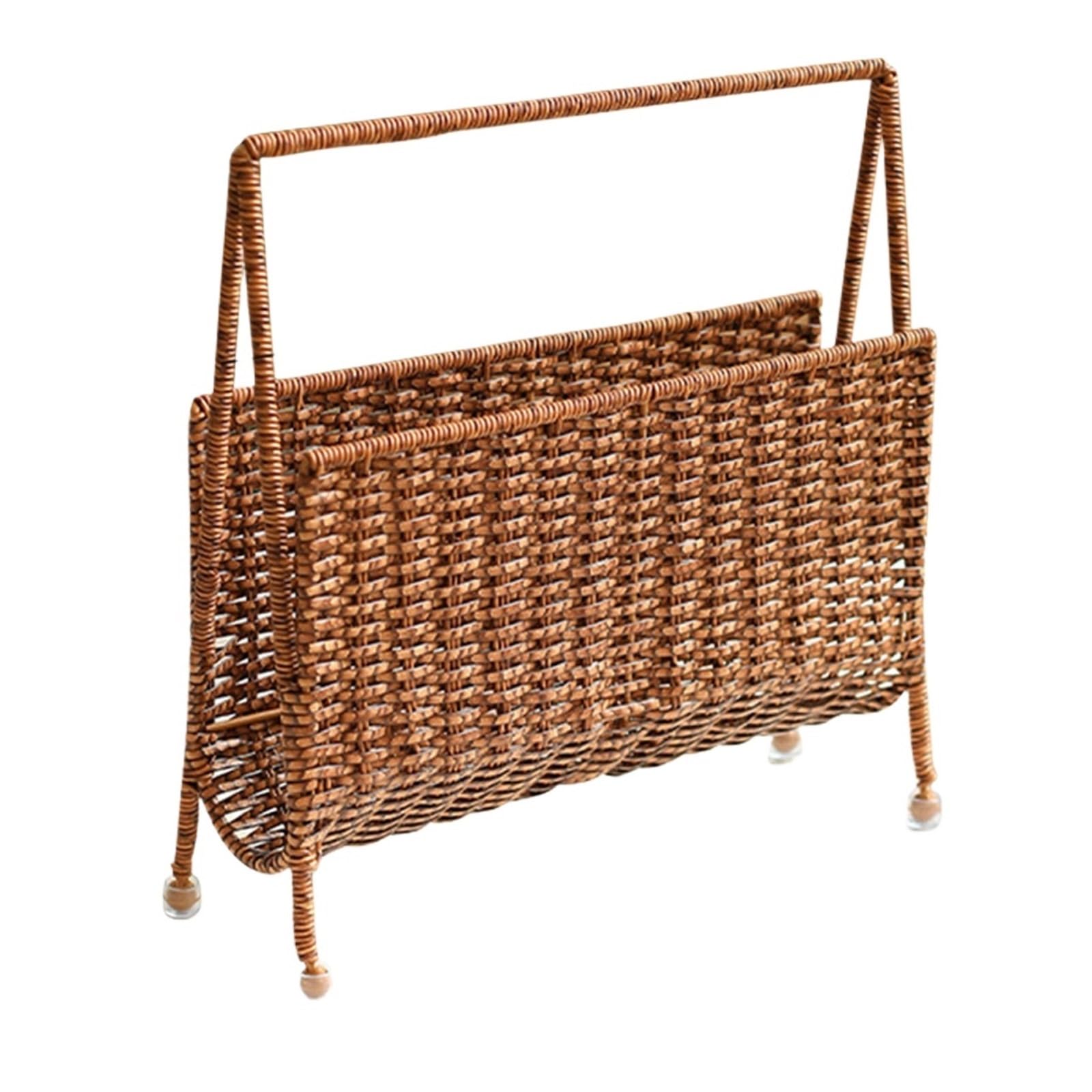 Handwoven Magazine Rack Magazine Rack Display Stand Newspapers Holder Metal Support Multifunctional Rustic For Vinyl Record Album Books Living Room For Kitchen Windowsill, Desk, Hotel Corridor(Color3)