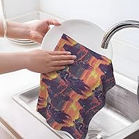 Vista 3 de Kitchen Towels - Soft Cyber Retro Western Cowboy Print Quick Drying Dish Towels for Kitchen Drying, Absorbent Hand Towel for Kitchen Decor with