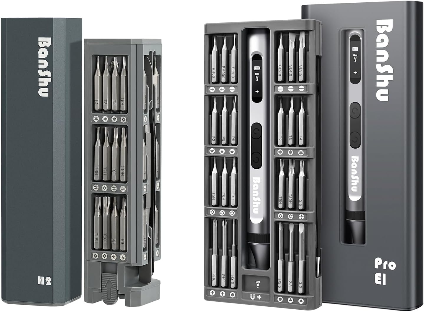 Banshu 46 in 1 Precision Screwdriver Set (5/32''Hex) & Banshu 52 in 1 Electric Precision Screwdriver Set (5/32''Hex)
