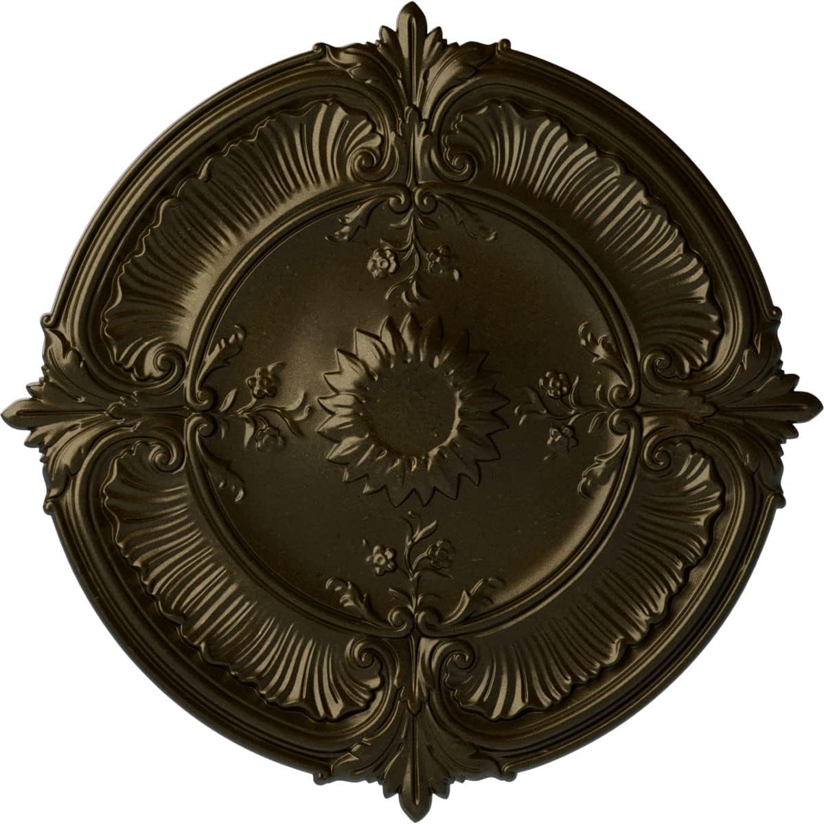 30 1/8"OD x 1 1/2"P Attica Acanthus Leaf Ceiling Medallion (Fits Canopies up to 3 1/4"), Hand-Painted Green Gold
